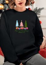 Colorful Trio Christmas Trees Sweatshirt - Matthew 21:1