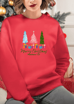 Colorful Trio Christmas Trees Sweatshirt - Matthew 21:1